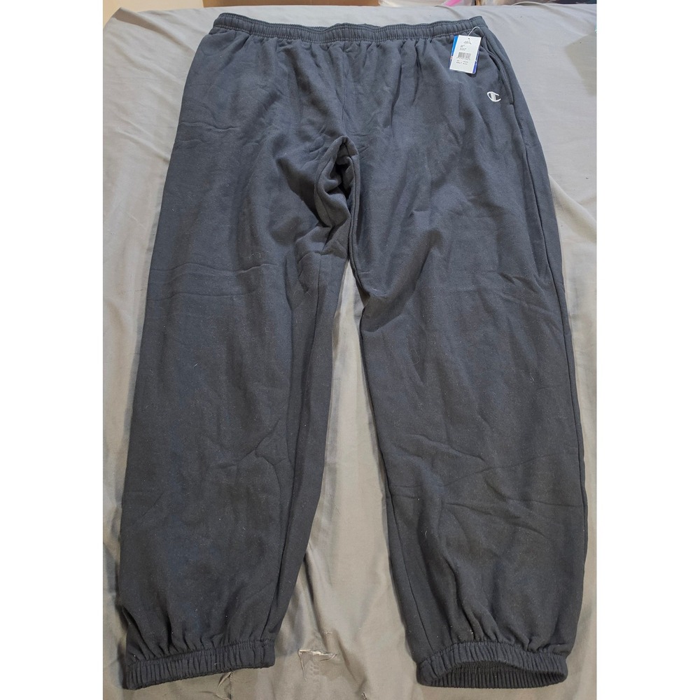 Champion Mens Fleece Sweatpants Black Joggers 3XLT Elastic Cuff CH106KL NWT